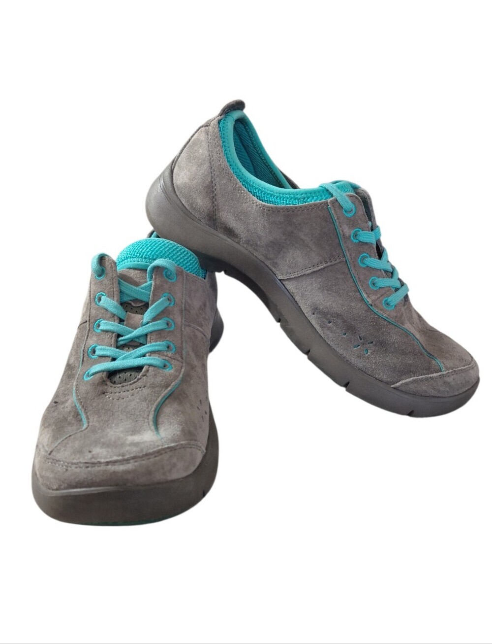 Dansko Gray Suede Sneakers with Teal Accents Size 9